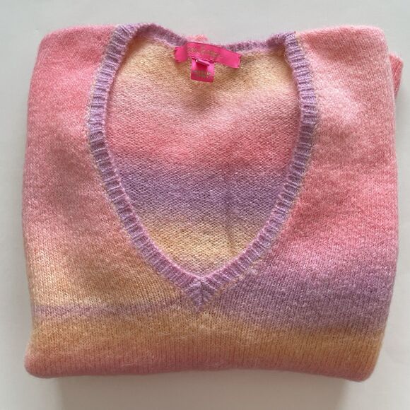 Lilly Pulitzer Yummy Melon Spacedye Chiya Sweater Pink/Purple/Yellow Siz… - Picture 8 of 12